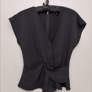 NWOT Express Black Cap Sleeve Wrap Blouse